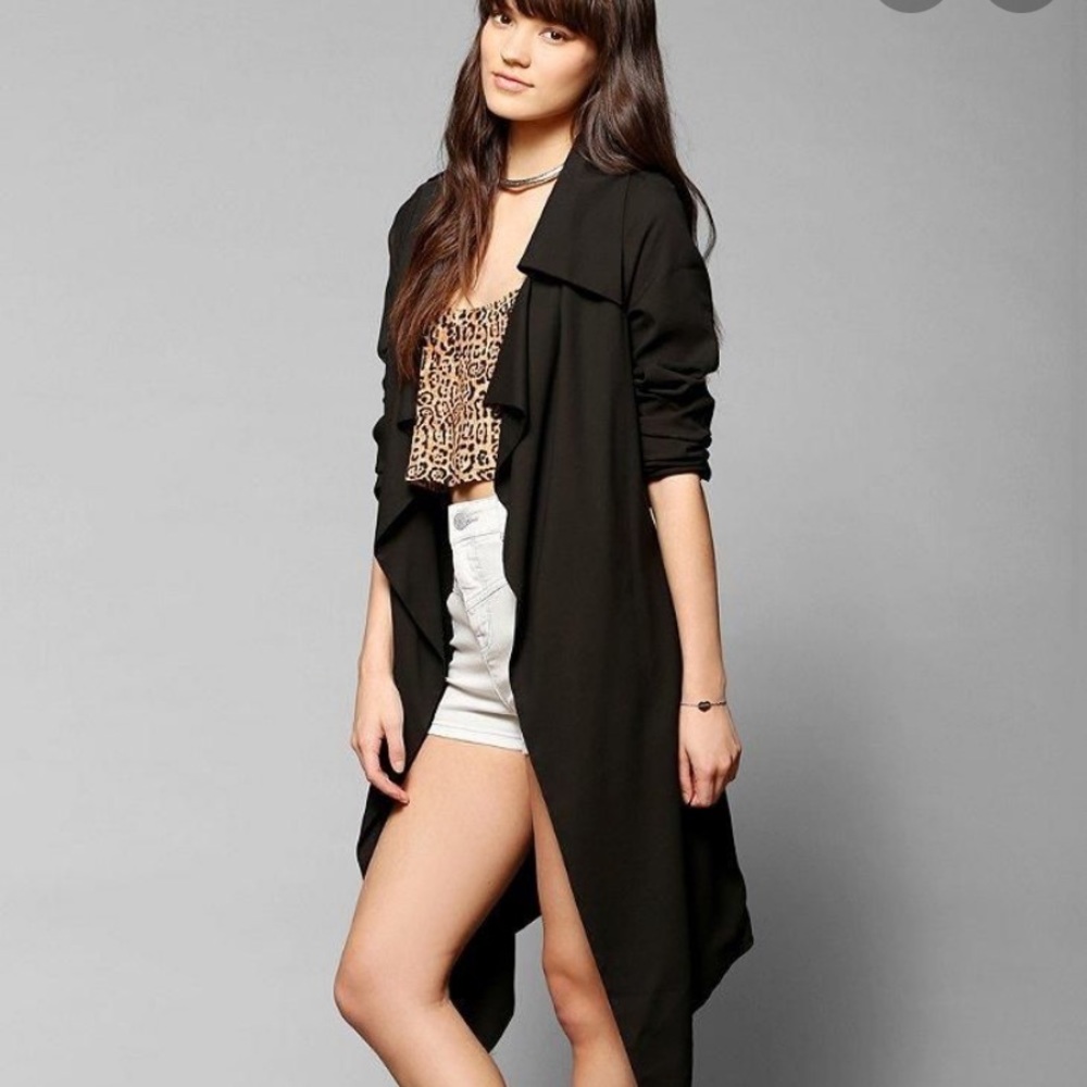 UNIF Flasher Drape Trench Coat Black Jacket Lagenlook Large (no belt)